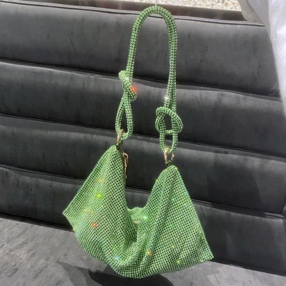 Green rhinestone handbag - Picture 2 of 7